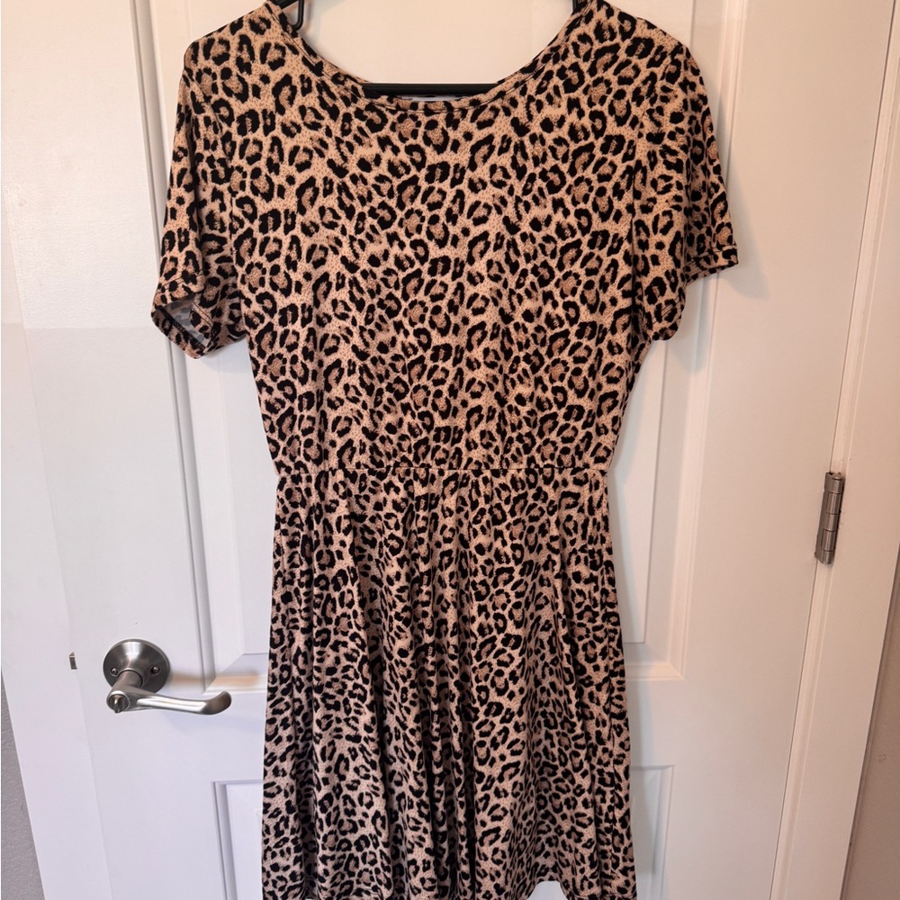 French Grey Black and Tan Fit and Flare Mini Dress